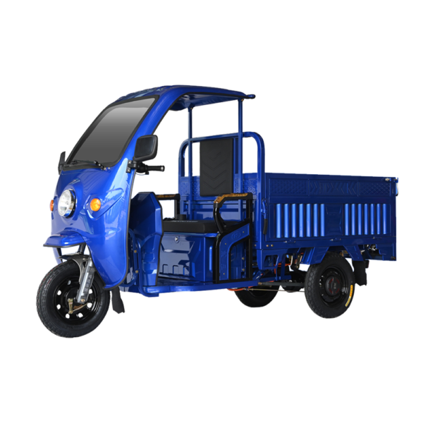 blue 1.5m cargo space 3-wheel electric tricycle with front canopy