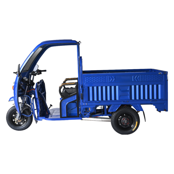 blue 1.5m cargo space 3-wheel electric tricycle with front canopy